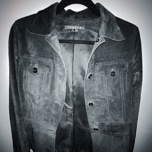 Size S - Black Genuine Suede Leather Jacket by Theory 🖤 - Picture 2 of 4